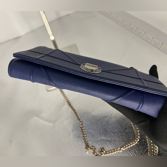 Dior blue leather diorama wallet on chain - Picture 7 of 8